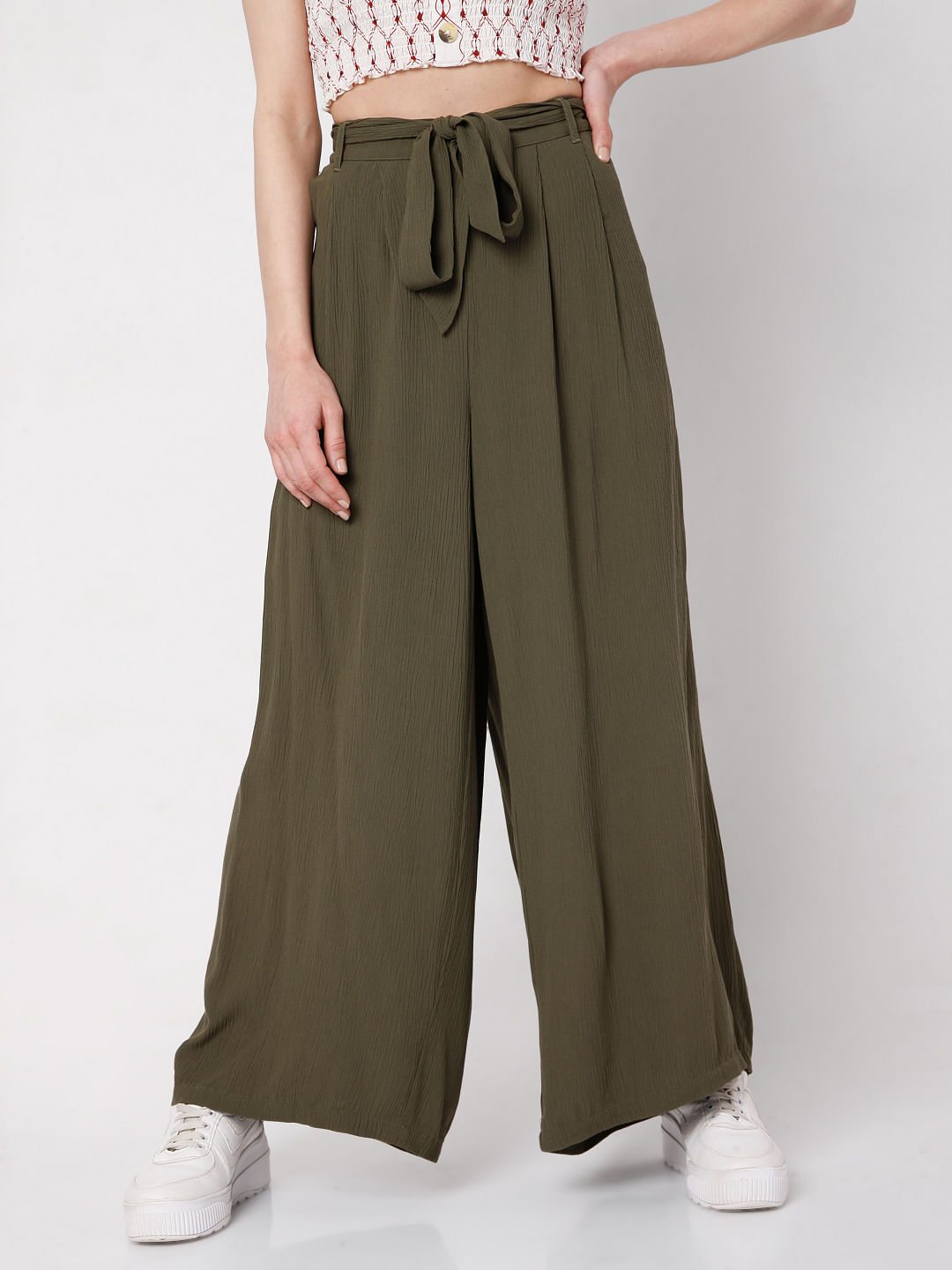 Buy SASSAFRAS Women Mint Green Solid Wide Leg Track Pants - Track Pants for  Women 12222114 | Myntra
